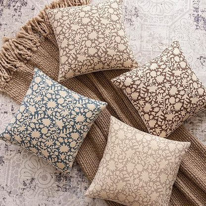 Foindtower Set of 2 Decorative Neutral Floral Throw Pillow Covers Accent - Image 5