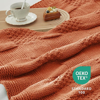 Amélie Home Checkered Chenille Knit Throw Blanket - Image 9