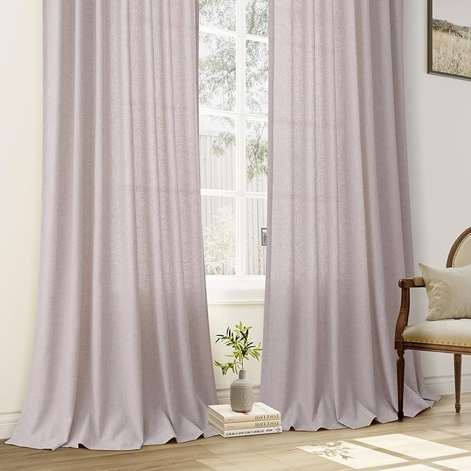 Champagne Pinch Pleat Linen Curtains 120 Inch Length 2 Panels Set - Image 7