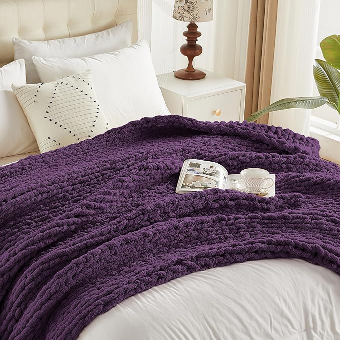 Carriediosa Chunky Knit Throw Blanket 60" X 80" Twin, 100% Hand Made Large - Image 9