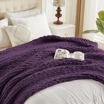 Carriediosa Chunky Knit Throw Blanket 50" X 60", 100% Hand Made Large Chenille - Image 9