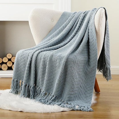 BATTILO HOME Bluish Grey Chenille Throw Blanket - Image 2