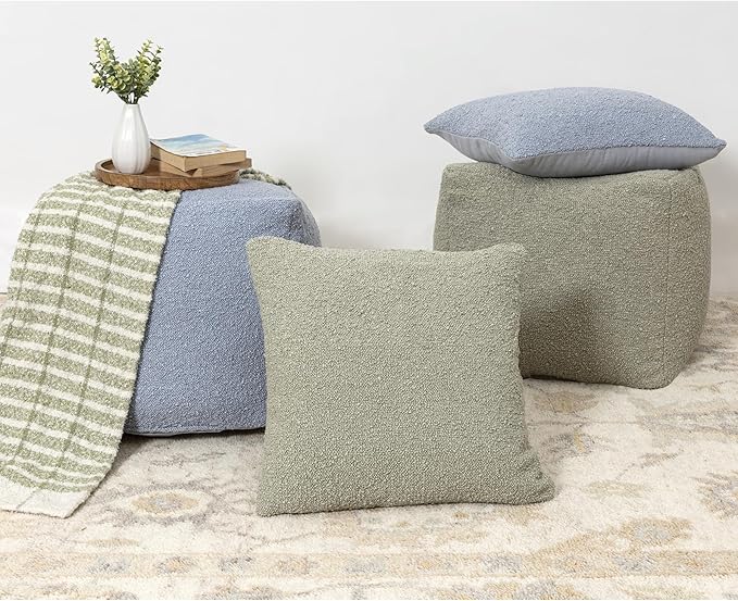 L. R. Resources, Inc. LR Home Handmade Contemporary Solid Boucle Square Indoor - Image 6