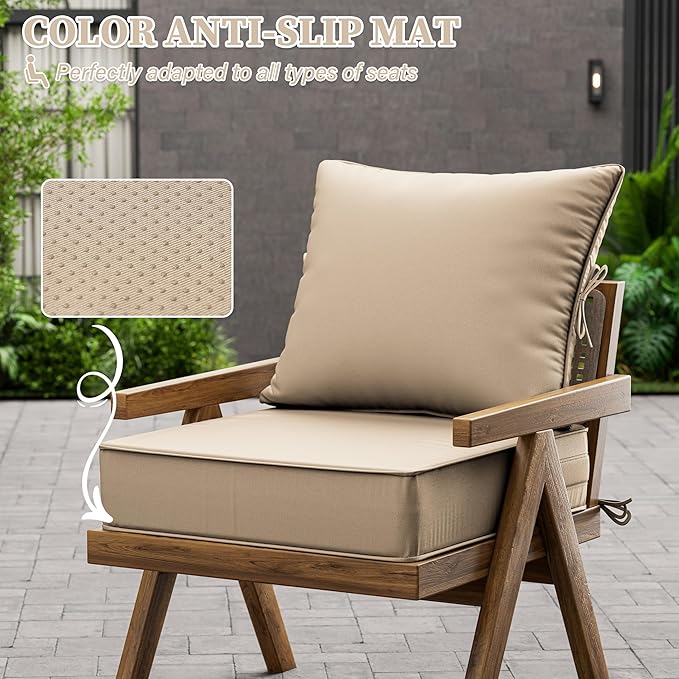 Outdoor Seat Cushion Set 22 L × 24 W × 5 H Inch Waterproof & Fade Resistant - Image 6