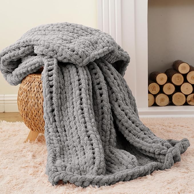 Battilo Chunky Knit Throw Blanket, Soft and Thick Chenille Throw Blanket - Image 8