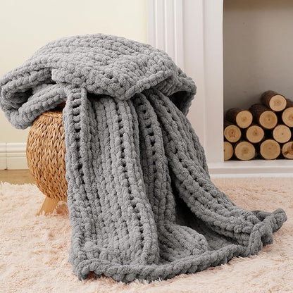 Battilo Chunky Knit Throw Blanket, Soft and Thick Chenille Throw Blanket - Image 8
