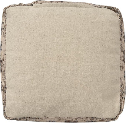 LR Home Vintage Floral Square Indoor Medium Pouf Ottoman - Image 5