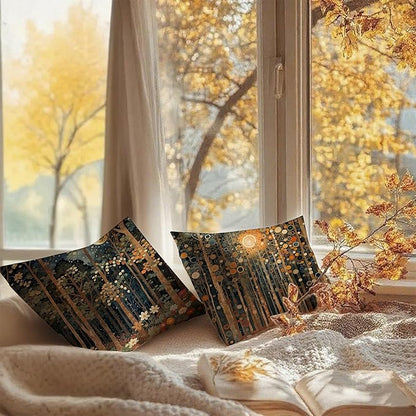 Rustic William Morris Inspired Autumn Forest Decor Throw Pillow Covers 18x18 - Image 6
