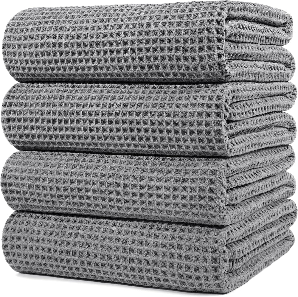 POLYTE 430 GSM Poly Blend Microfiber Quick Dry Waffle Bath Towel, 30x60 in
