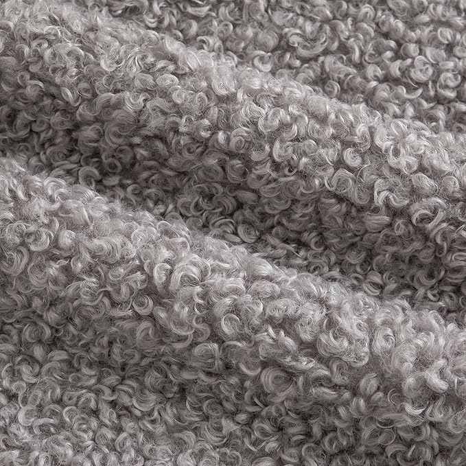 Pack of 2 Curly Teddy Wool Faux Fur Throw Pillow Covers Fuzzy Accent Soft - Image 2