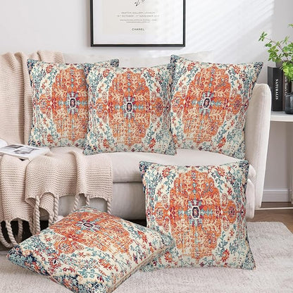 Throw Pillow Covers Boho Orange Pillow Covers 20x20 Inch Set of 2 Rug Boho - Image 6