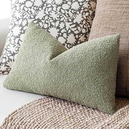Foindtower Decorative Textured Boucle Throw Pillow Covers Accent Solid Lumbar - Image 5