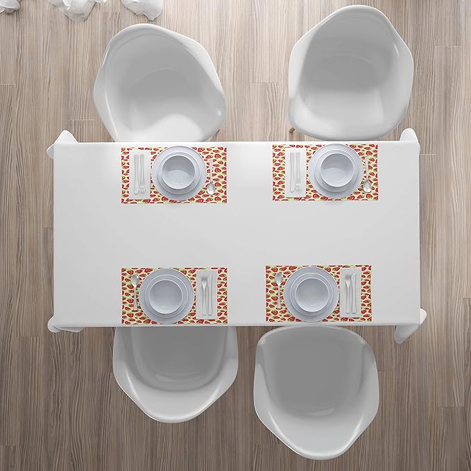 Ambesonne Strawberry Place Mats Set of 4, Tropical Summer Fruit Pattern - Image 4