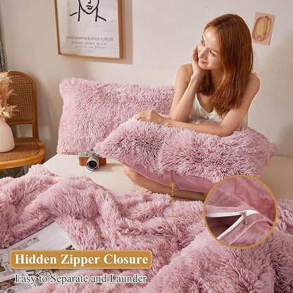 XeGe Faux Fur Throw Pillow Cases, Plush Shaggy Ultra Soft Pillow Covers - Image 3