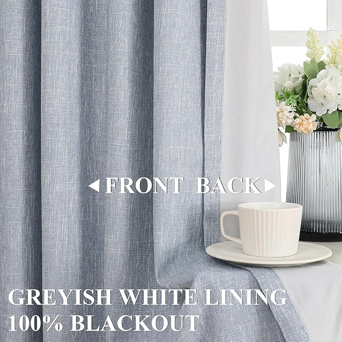 Vision Home Chambray Blue Full Blackout Curtains Pinch Pleated Room Darkening - Image 2