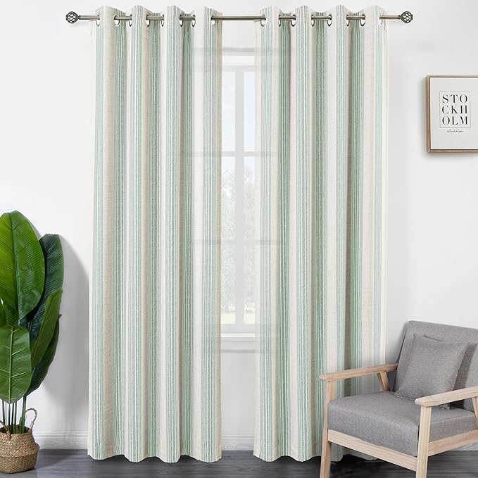 DriftAway Farmhouse Vertical Striped Linen Blend Textured Light Filtering Semi by DriftAway