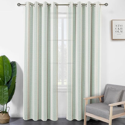DriftAway Farmhouse Vertical Striped Linen Blend Textured Light Filtering Semi by DriftAway