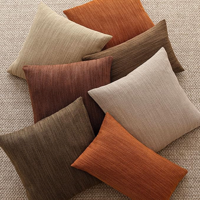 Foindtower Set of 2 Decorative Textured Burlap Linen Throw Pillow Covers - Image 5