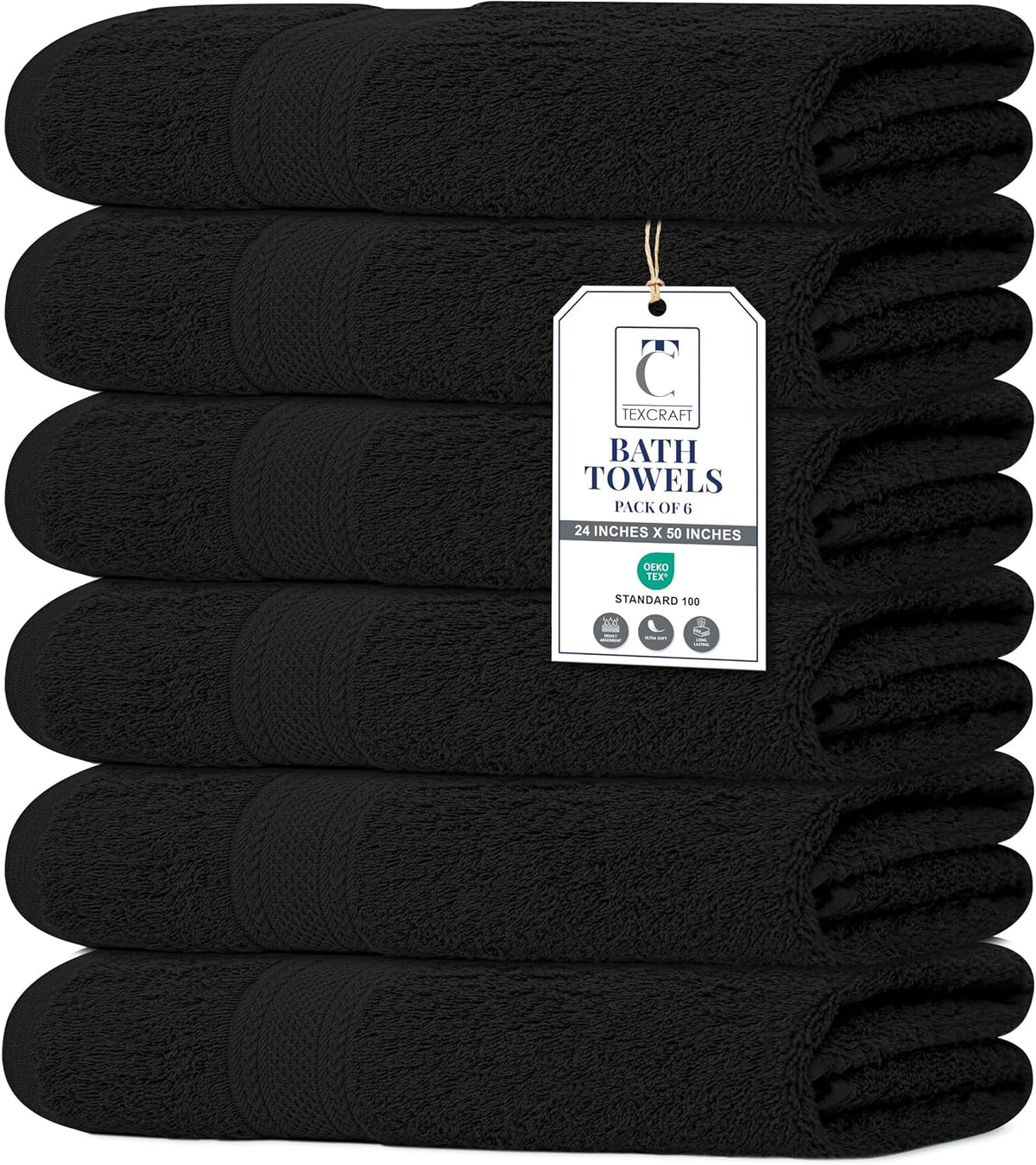 texcraft large bath towels set of 6 – shown in use
