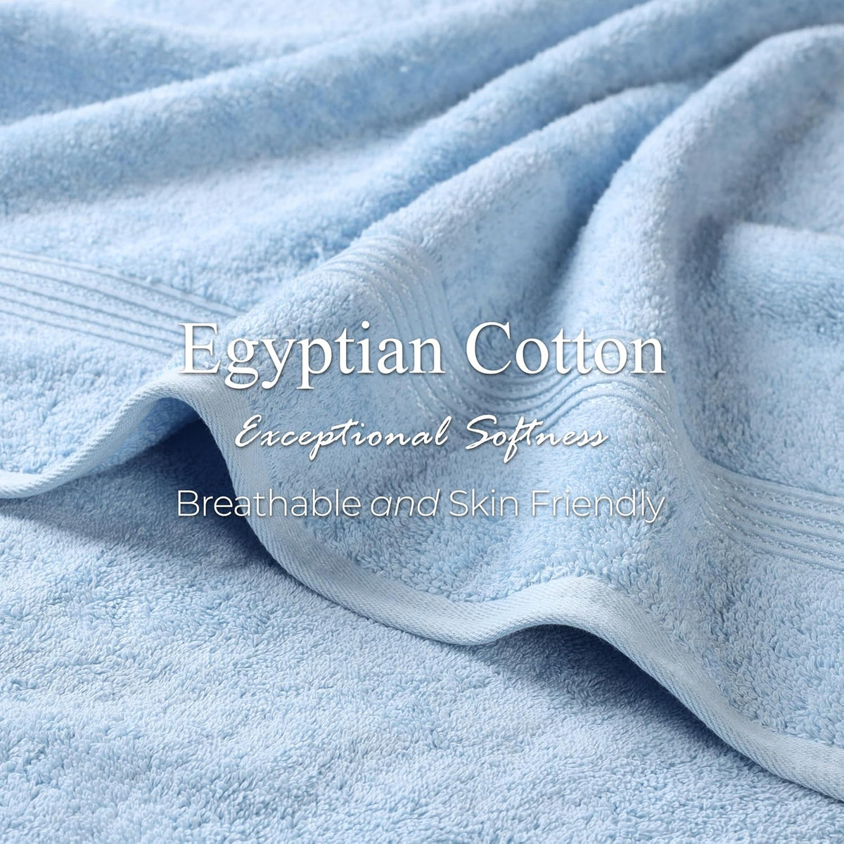 superior egyptian cotton 6-piece towel set, bathroom essentials on a desk or shelf