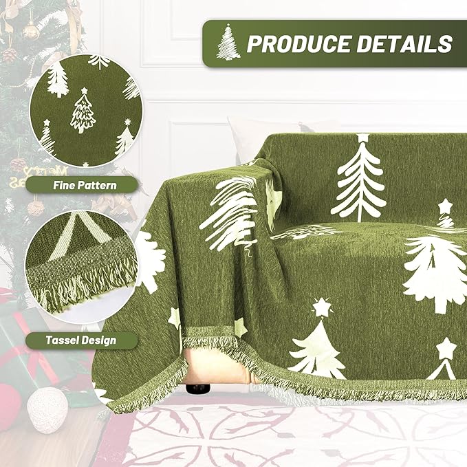 MYSKY HOME 71X134 inches Sofa Christmas Couch Cover, Sectional Sofa Covers Sofa - Image 3