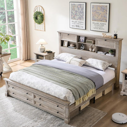 queen size bed frame 2 drawer & 4, close-up detail