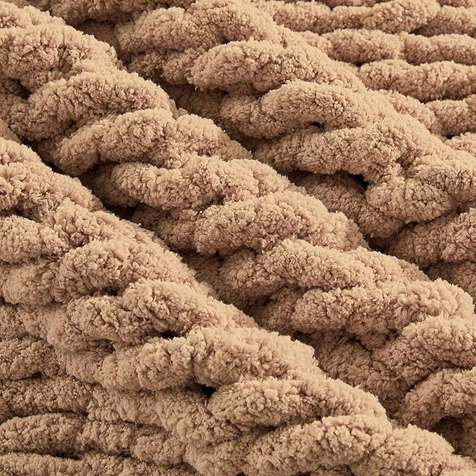 Carriediosa Chunky Knit Throw Blanket 50" X 60", 100% Hand Made Large Chenille - Image 7
