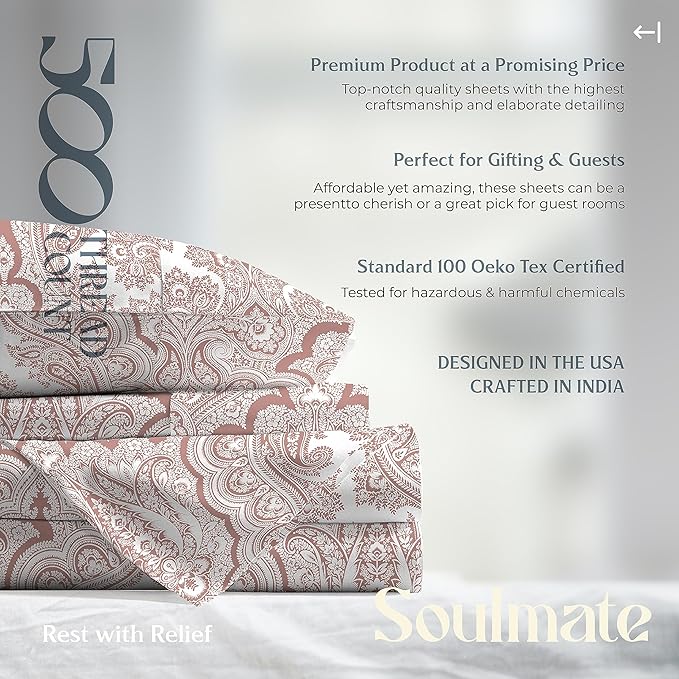 Mayfair Linen 100% Cotton Printed Bed Sheets Twin XL Set - Image 5