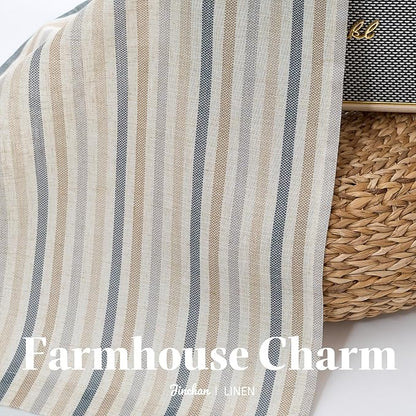 jinchan Colorful Striped Linen Kitchen Curtains 24 Inch Christmas Tier Curtains - Image 8