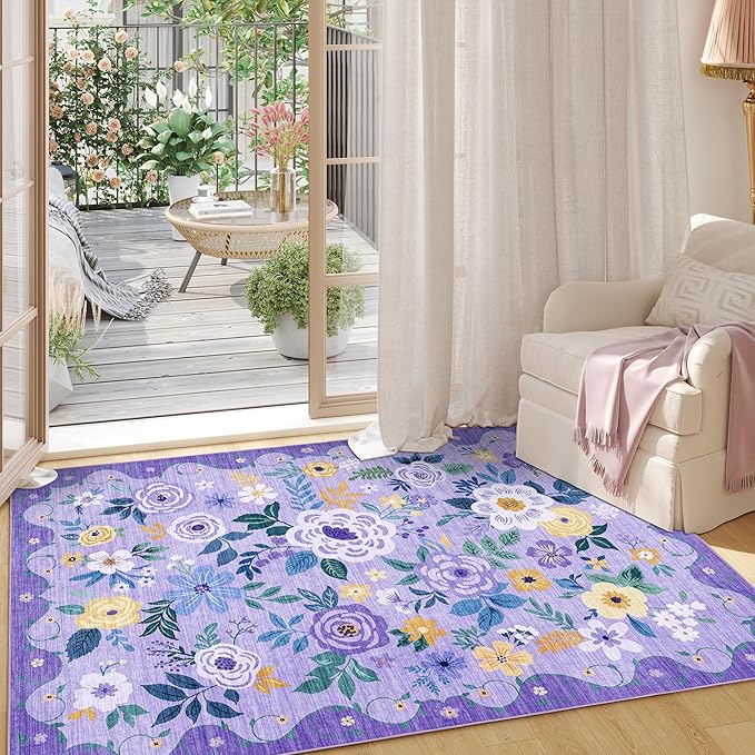 DUKINO 2x3 Rugs for Entryway, Floral Indoor Washable Door Mat, Non Slip Boho - Image 3