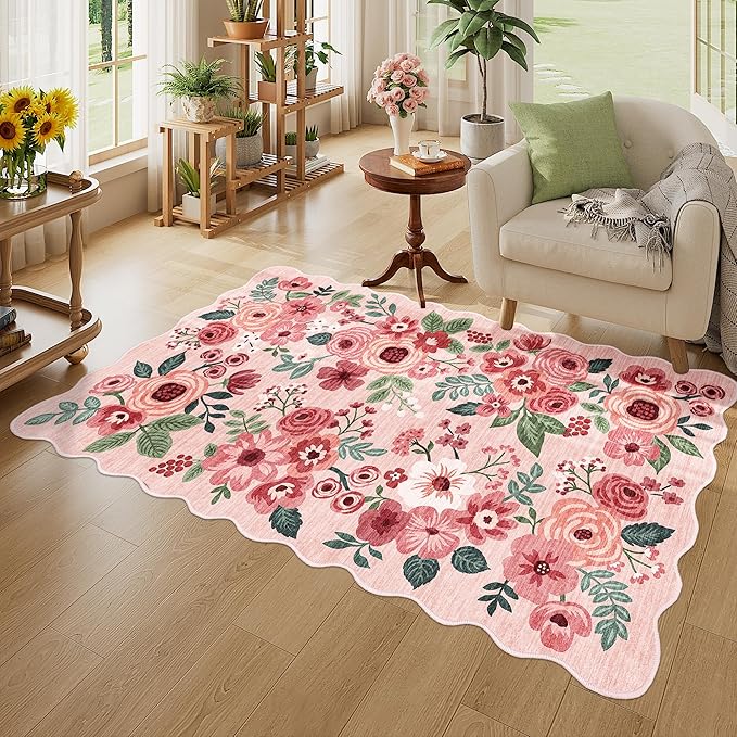 DUKINO 3x5 Area Rug, Floral Non-Slip Indoor Washable Rug - Image 2