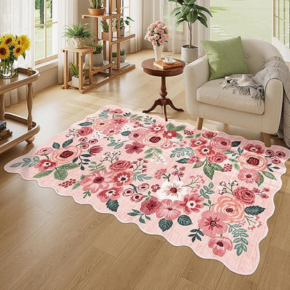 DUKINO 3x5 Area Rug, Floral Non-Slip Indoor Washable Rug - Image 2