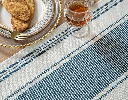 Caflife Boho Table Runner Blue and White - Image 4