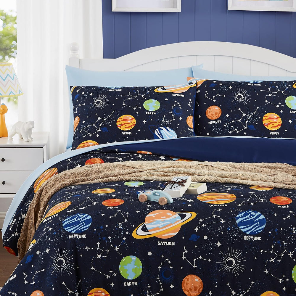 Boys Full Size Bedding Set -7 Pieces Space Bedding Full Size Comforter Sets