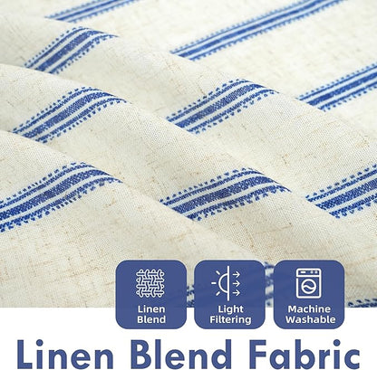 DriftAway Farmhouse Vertical Striped Linen Blend Textured Light Filtering Semi - Image 3