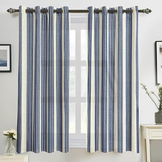 DriftAway Farmhouse Vertical Striped Linen Blend Textured Light Filtering Semi by DriftAway