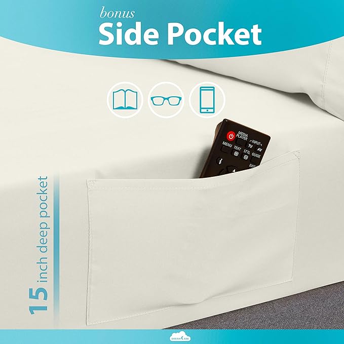 DREAMCARE Twin XL Sheet Sets – 3pcs Cooling Sheets – up to 15” Deep Pocket Twin - Image 3
