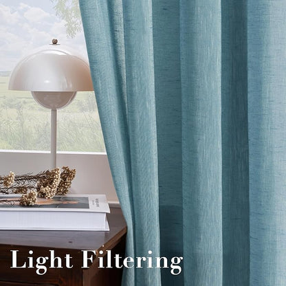 Elegant Natural Linen Curtain Panels Energy Efficient Semi - Image 5