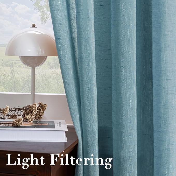 H.VERSAILTEX Linen Curtains Natural Linen Semi-Sheer Curtains Nickel Grommet - Image 5