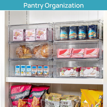 vtopmart 2 pack large clear stackable plastic storage showing dimensions