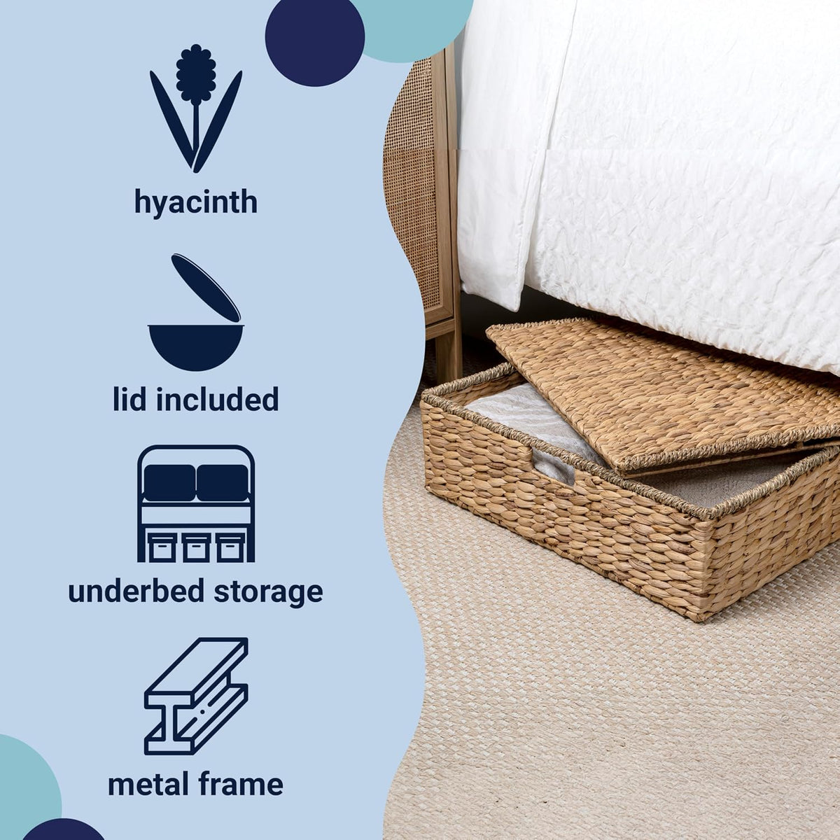 happimess holden under bed storage basket 30", natural, close-up detail