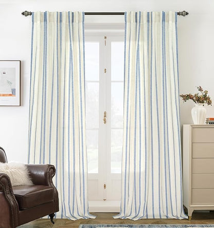 DriftAway Farmhouse Vertical Striped Linen Blend Textured Light Filtering Semi by DriftAway