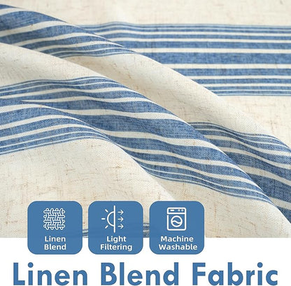 DriftAway Farmhouse Vertical Striped Linen Blend Textured Light Filtering Semi - Image 2