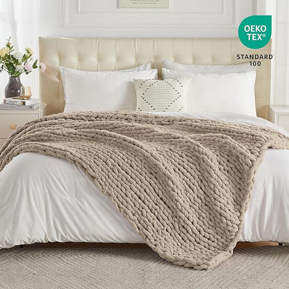 Carriediosa Chunky Knit Throw Blanket 60" X 80" Twin, 100% Hand Made Large - Image 4