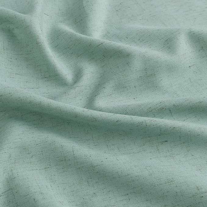 Aqua Green Pinch Pleated Linen Curtains 108 Inch Length 2 Panels - Image 2