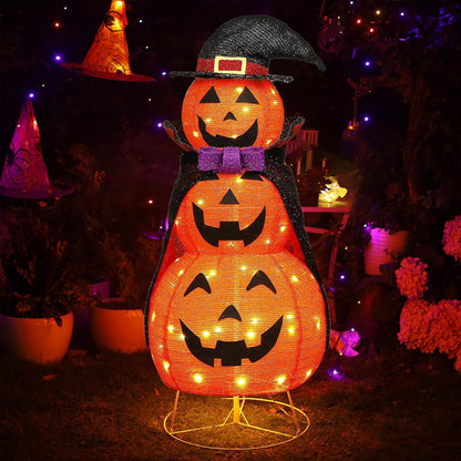 Lulu Home 3.5FT Light Up Halloween Decoration, Collapsible Stacked Pumpkins