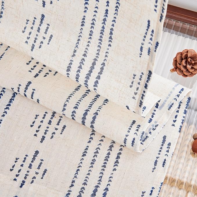 jinchan Boho Kitchen Curtains Linen Tier Curtains 20 Inch Bohemian Cafe Style - Image 7