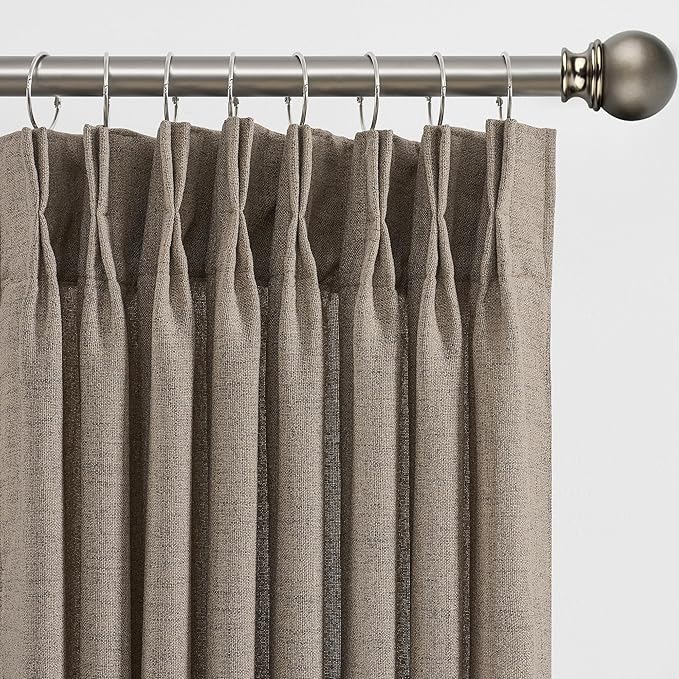 Khaki Pinch Pleated Sheer Curtains 120 Inches Long, Textured Boho Vintage by RAIN+CITY