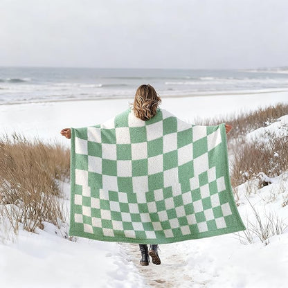 Joiedomi Twin Blanket for Couch, Sage Green Checkered Knitted Blankets Gifts - Image 8