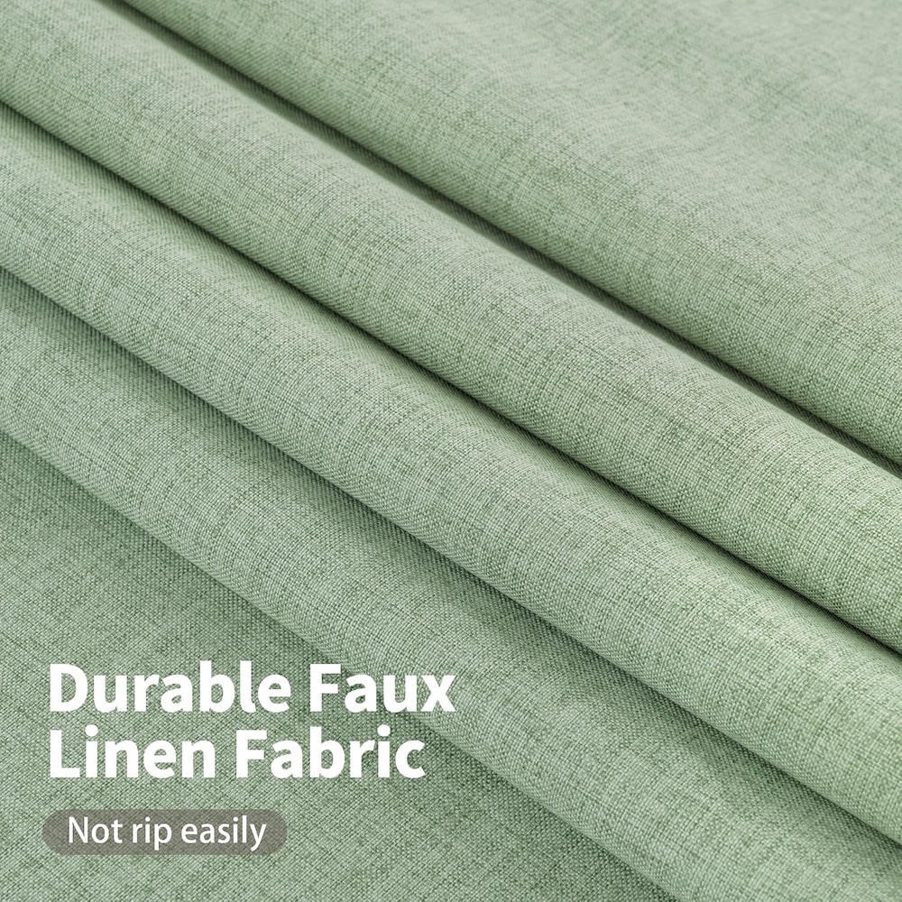 YoungsTex Light Sage Green Linen Blackout Curtains 63 Inch Long 2 Panels